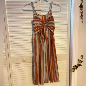 Bonnie Jean Striped Flowy Tie Front Jumpsuit